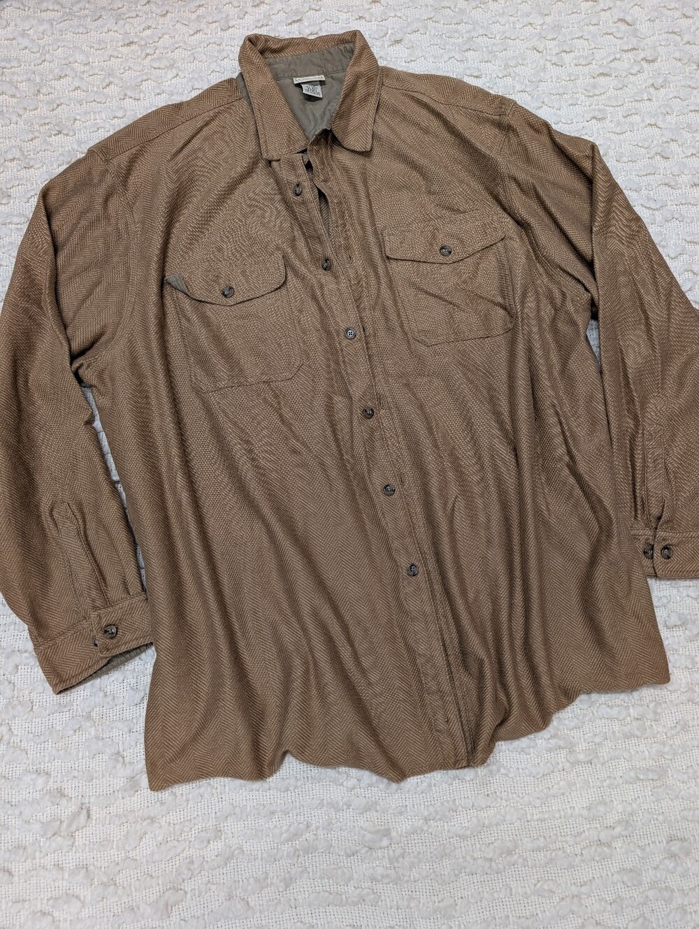L.L. Bean Men's XL Herringbone Cotton Button-Up Shirt Jacket Long Sleeve 0DGG4